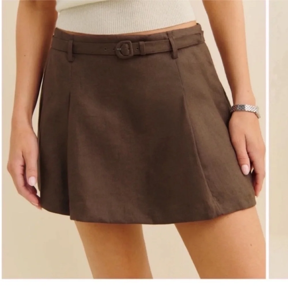 NWT • Reformation Rory Linen Skirt in Chocolate Cake - Picture 1 of 6